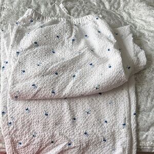 Wide Leg pajama pants  with Blue Floral Pattern